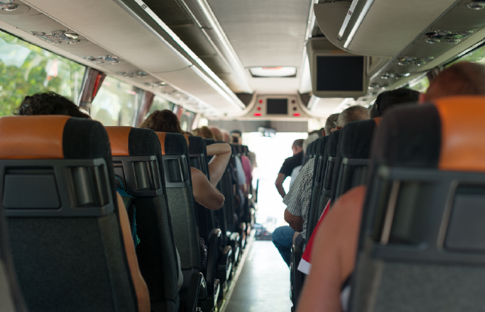 View inside passenger bus